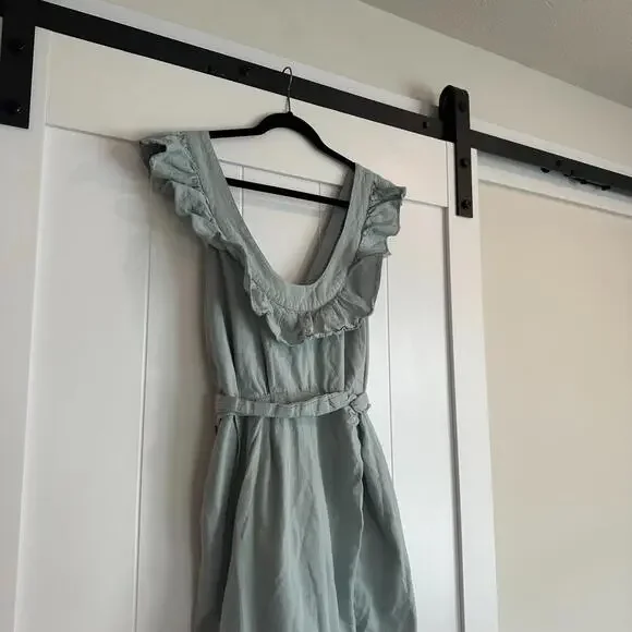 FREE PEOPLE Seafoam Green Lara Ruffle Bib Mini Dress Size Medium - Picture 4 of 9